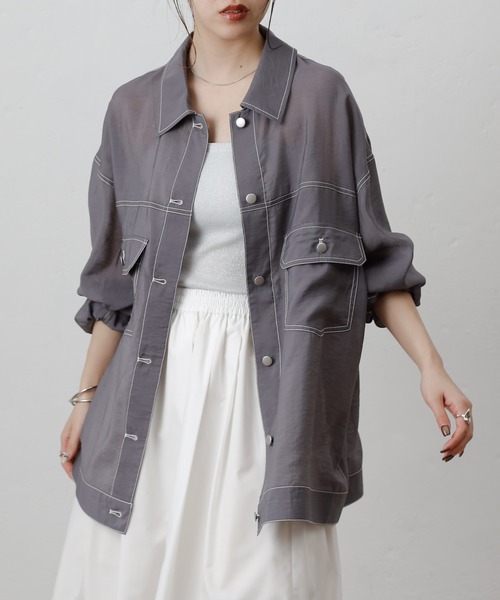 COLONY 2139(コロニートゥーワンスリーナイン)の「シアーGシャツ(シャツ/ブラウス・レディース・ブラック/オフホワイト/チャコールグレー/ブルー・FREE)」の19枚目の写真