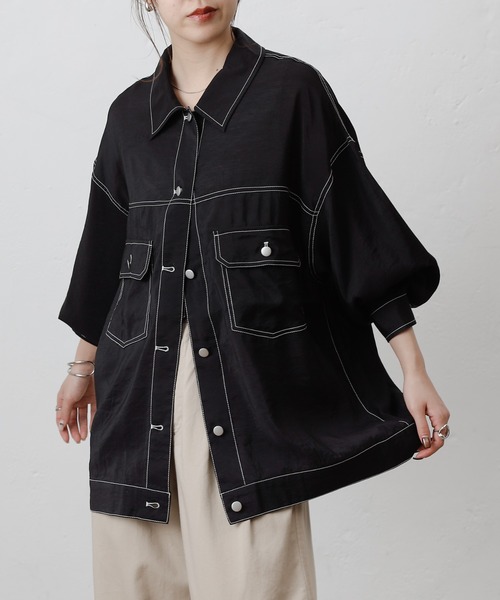 COLONY 2139(コロニートゥーワンスリーナイン)の「シアーGシャツ(シャツ/ブラウス・レディース・ブラック/オフホワイト/チャコールグレー/ブルー・FREE)」の22枚目の写真