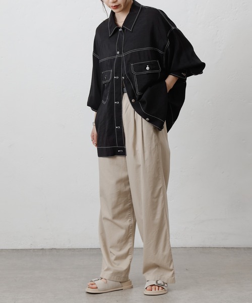 COLONY 2139(コロニートゥーワンスリーナイン)の「シアーGシャツ(シャツ/ブラウス・レディース・ブラック/オフホワイト/チャコールグレー/ブルー・FREE)」の21枚目の写真