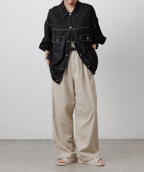 COLONY 2139(コロニートゥーワンスリーナイン)の「シアーGシャツ(シャツ/ブラウス・レディース・ブラック/オフホワイト/チャコールグレー/ブルー・FREE)」の20枚目の写真