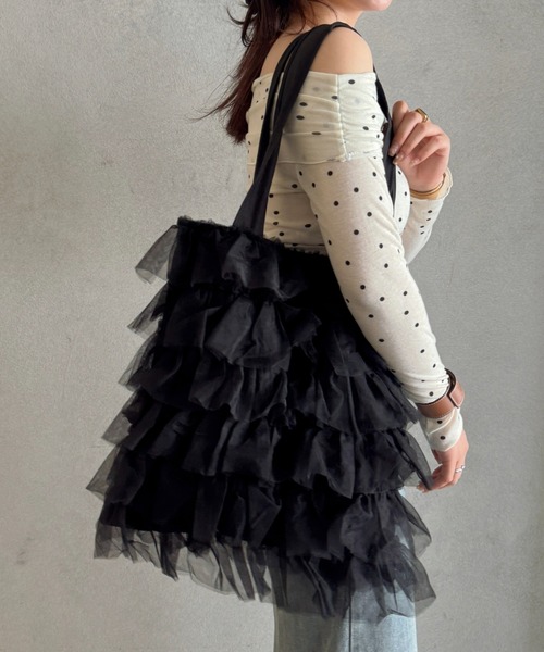 efill（エフィル）の「フェアリー チュール レイヤード トートバッグ（トートバッグ・レディース・ブラック・FREE）」の2枚目の写真