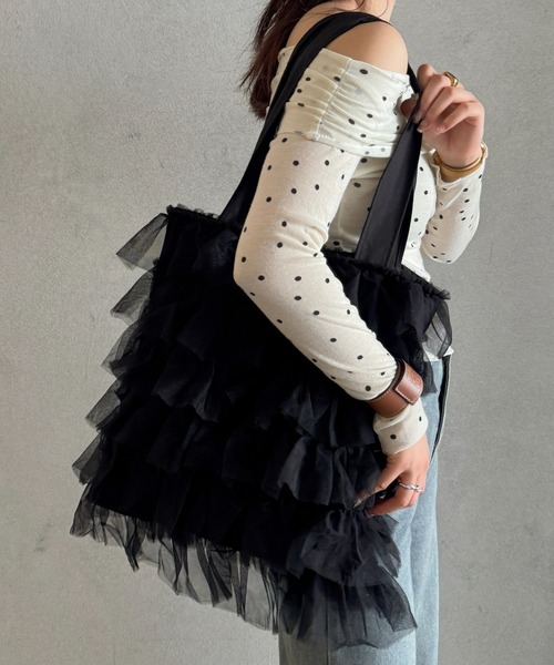 efill（エフィル）の「フェアリー チュール レイヤード トートバッグ（トートバッグ・レディース・ブラック・FREE）」の4枚目の写真