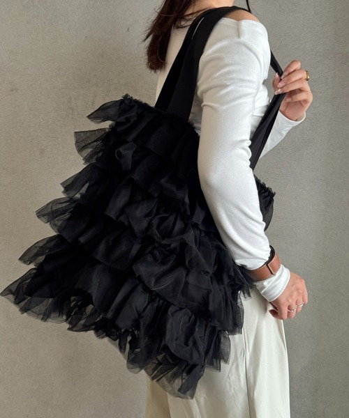 efill（エフィル）の「フェアリー チュール レイヤード トートバッグ（トートバッグ・レディース・ブラック・FREE）」の7枚目の写真