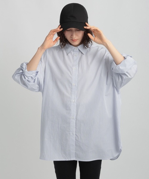 GEORGE'S(ジョージズ)の「BIGシャツ(シャツ/ブラウス・レディース・オフホワイト/サックスブルー系/ピンク/ブルー系・FREE)」の8枚目の写真