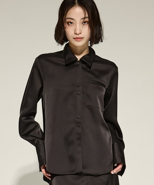 ブラウス シャツ 「STUDIOUS/ステュディオス」Stretch Satin Shirt/ストレッチサテンシャツ レディース STUDIOUS ブラウス シャツ 「STUDIOUS/ステュディオス」Stretch
