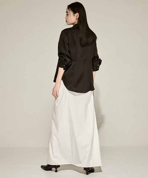 STUDIOUS(ステュディオス)の「【STUDIOUS/ステュディオス】Stretch Satin Shirt/ストレッチサテンシャツ(シャツ/ブラウス・レディース・ホワイト/ブラック・FREE)」の22枚目の写真