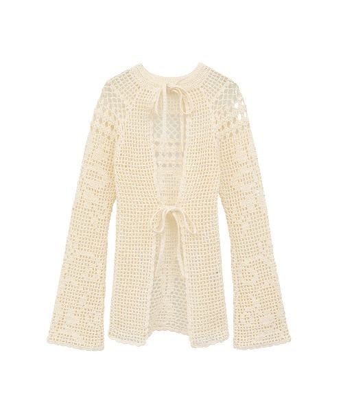 CLANE（クラネ）の「BACK OPEN CROCHET KNIT TOPS（ニット/セーター・レディース・アイボリー/ブラック・FREE）」の10枚目の写真