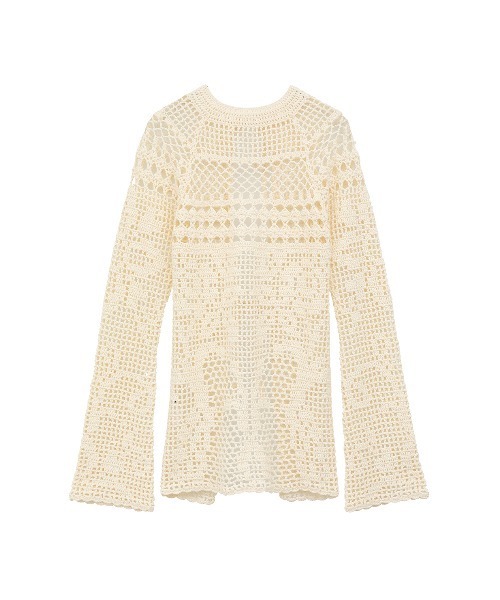 CLANE（クラネ）の「BACK OPEN CROCHET KNIT TOPS（ニット/セーター・レディース・アイボリー/ブラック・FREE）」の11枚目の写真