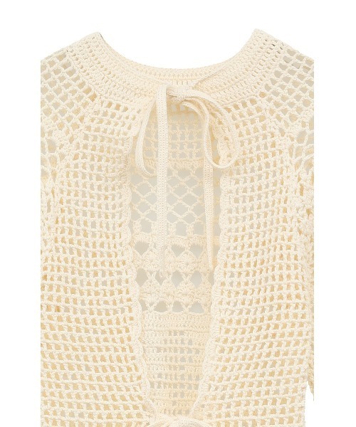 CLANE（クラネ）の「BACK OPEN CROCHET KNIT TOPS（ニット/セーター・レディース・アイボリー/ブラック・FREE）」の12枚目の写真