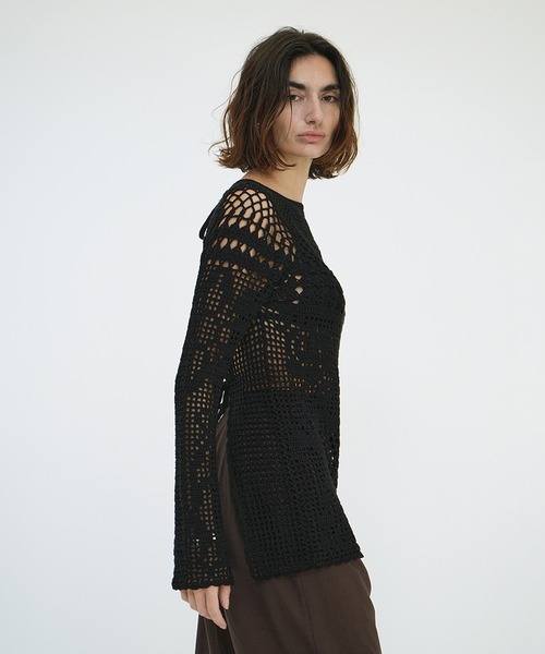 CLANE（クラネ）の「BACK OPEN CROCHET KNIT TOPS（ニット/セーター・レディース・アイボリー/ブラック・FREE）」の19枚目の写真