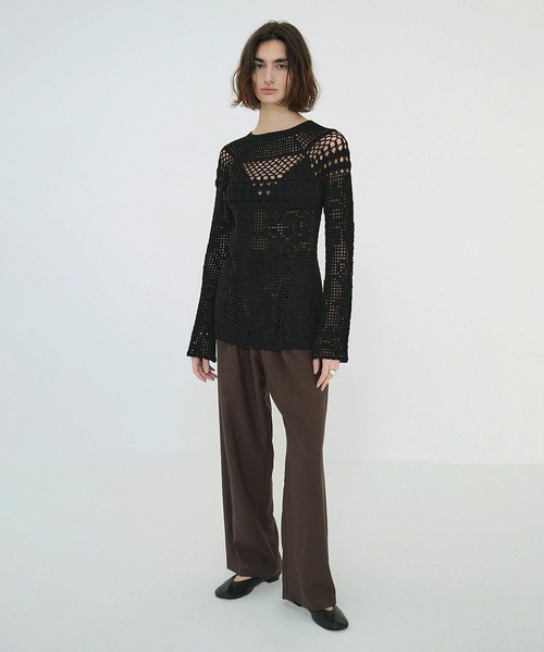 CLANE（クラネ）の「BACK OPEN CROCHET KNIT TOPS（ニット/セーター・レディース・アイボリー/ブラック・FREE）」の22枚目の写真