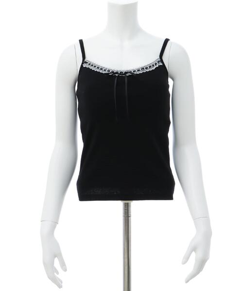 INGNI（イング）の「リボンレース付リブキャミソール（キャミソール・レディース・オフホワイト/ブラック・M）」の6枚目の写真