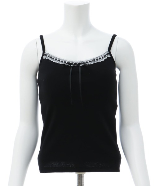 INGNI（イング）の「リボンレース付リブキャミソール（キャミソール・レディース・オフホワイト/ブラック・M）」の4枚目の写真