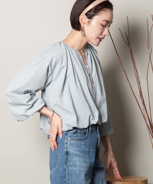 lodie(ロディ)の「バルーンシルエット ショートジップブルソン(ブルゾン・レディース・ブルー/オフホワイト/ブラック・FREE)」の2枚目の写真