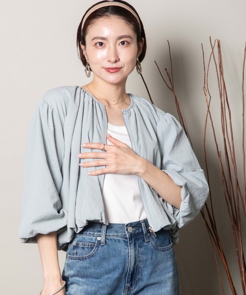 lodie(ロディ)の「バルーンシルエット ショートジップブルソン(ブルゾン・レディース・ブルー/オフホワイト/ブラック・FREE)」の6枚目の写真