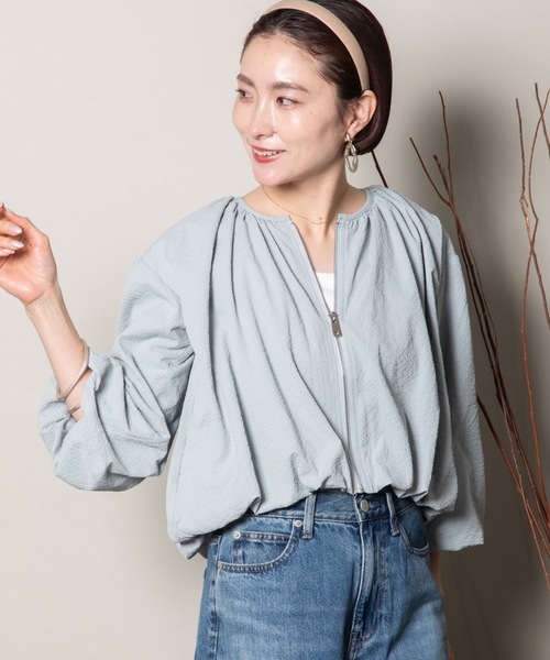 lodie(ロディ)の「バルーンシルエット ショートジップブルソン(ブルゾン・レディース・ブルー/オフホワイト/ブラック・FREE)」の4枚目の写真