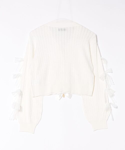 Ank Rouge（アンクルージュ）の「リボン透かし編みカーデ（ニット/セーター・レディース・ホワイト/ピンク/ライトブルー・M）」の4枚目の写真