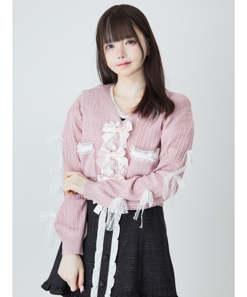 ST ANDREWS 　ニット　セーター 　リボン　ビジュー　ピンク ST ANDREWS ニット セーター リボン ビジュー ピンク St.Andrews - St