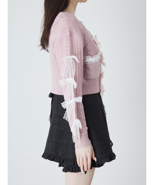 Ank Rouge（アンクルージュ）の「リボン透かし編みカーデ（ニット/セーター・レディース・ホワイト/ピンク/ライトブルー・M）」の11枚目の写真