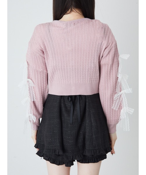 Ank Rouge（アンクルージュ）の「リボン透かし編みカーデ（ニット/セーター・レディース・ホワイト/ピンク/ライトブルー・M）」の10枚目の写真