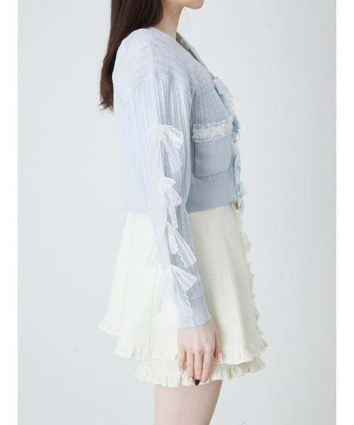 Ank Rouge（アンクルージュ）の「リボン透かし編みカーデ（ニット/セーター・レディース・ホワイト/ピンク/ライトブルー・M）」の8枚目の写真