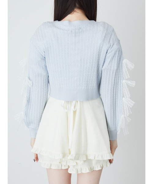 Ank Rouge（アンクルージュ）の「リボン透かし編みカーデ（ニット/セーター・レディース・ホワイト/ピンク/ライトブルー・M）」の7枚目の写真