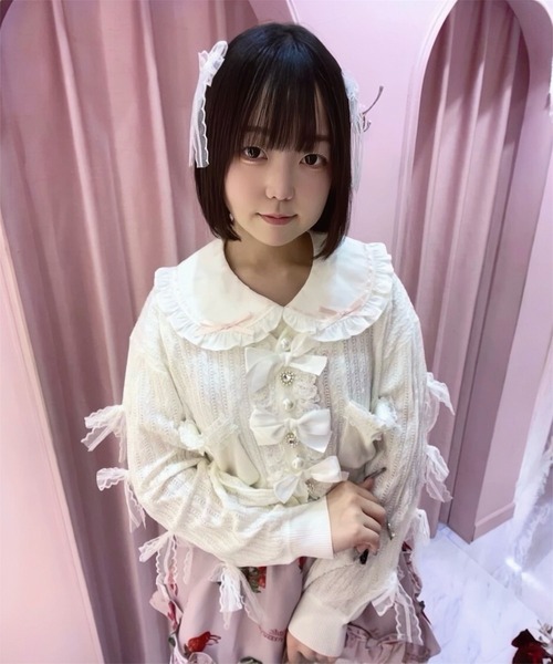 Ank Rouge(アンクルージュ)の「リボン透かし編みカーデ(ニット/セーター・レディース・ホワイト/ピンク/ライトブルー・M)」の21枚目の写真