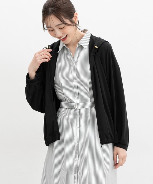 Honeys（ハニーズ）の「【ハニさら・接触冷感・ＵＶカット】きれいめジップパーカー（パーカー・レディース・ブラック/アイボリー/グレイッシュベージュ/イエロー・LL/S/M/L）」の10枚目の写真