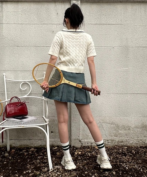 AS KNOW AS plus（アズノゥアズプラス）の「●選べるアソートデザイン ワンポイントロゴ刺繍 Wジップケーブル半袖カーディガン（カーディガン/ボレロ・レディース・アイボリー系/レッド系/ネイビー系/シルバー系/ネイビー系1/ブラウン系・FREE）」の17枚目の写真