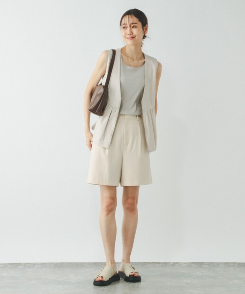 GLOBAL WORK（グローバルワーク）の「ウツクシルエットDRYショートパンツ/322202（その他パンツ・レディース・ダークブルー/ライトベージュ/ブラック/アイボリー・MEDIUM/LARGE）」の5枚目の写真