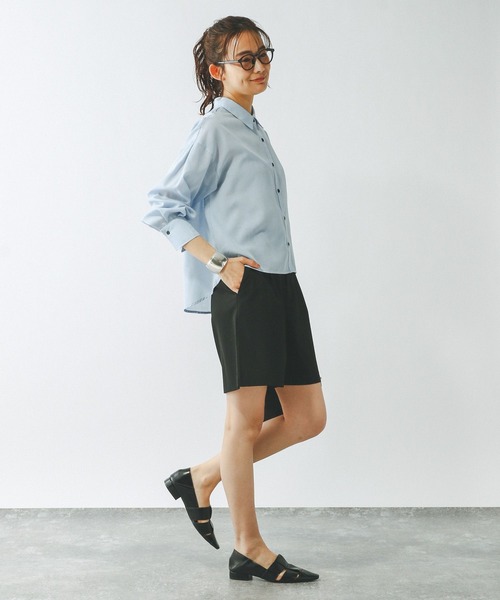 GLOBAL WORK（グローバルワーク）の「ウツクシルエットDRYショートパンツ/322202（その他パンツ・レディース・ダークブルー/ライトベージュ/ブラック/アイボリー・MEDIUM/LARGE）」の10枚目の写真