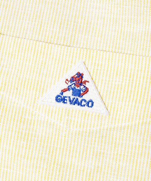 GEVACO(ゲバコ)の「【GEVACO/ゲバコ】コットンリネン バンドカラー半袖シャツ ワンポイントロゴ ストライプ(シャツ/ブラウス・メンズ・ブラック/イエロー/ブルー/ベージュ・S/M/L)」の21枚目の写真