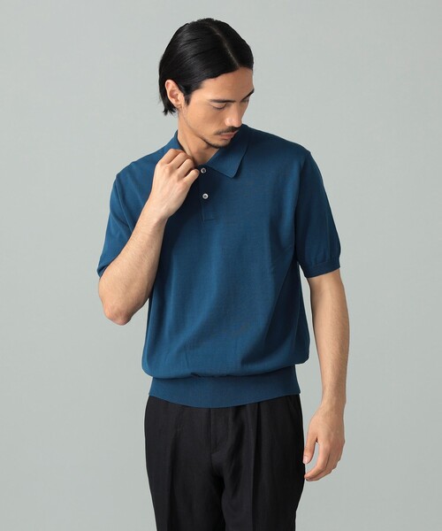 International Gallery BEAMS（インターナショナルギャラリービームス）の「【別注】SLOANE / コットン ニット ポロシャツ（ポロシャツ・メンズ・ブラック/ブルー系その他2・3/4/5）」の2枚目の写真