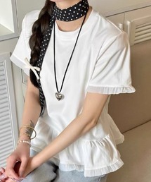 バイカラーフリル切り替えTシャツ