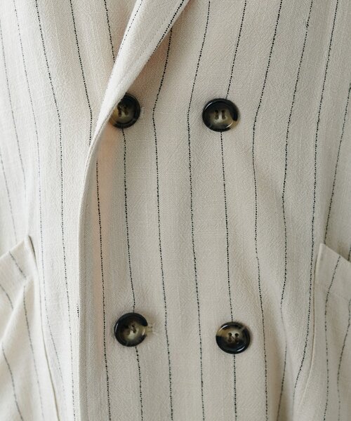 DISCOAT（ディスコート）の「【WEB限定】麻混ストライプ半袖シャツジャケット（その他アウター・レディース・アイボリー/ベージュ・FREE）」の3枚目の写真