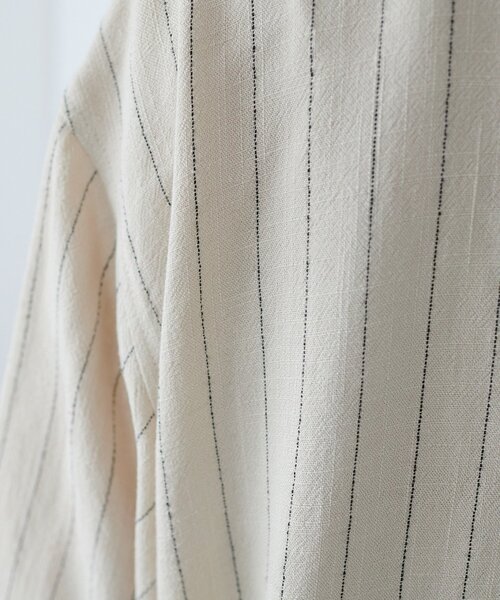 DISCOAT（ディスコート）の「【WEB限定】麻混ストライプ半袖シャツジャケット（その他アウター・レディース・アイボリー/ベージュ・FREE）」の8枚目の写真