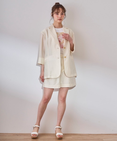 31 Sons de mode（トランテアン　ソン　ドゥ　モード）の「シアージャケット（テーラードジャケット・レディース・オフホワイト/モカ・36/38）」の12枚目の写真