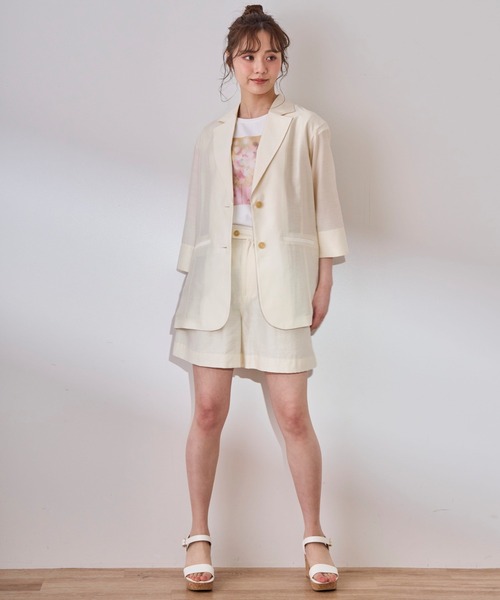 31 Sons de mode（トランテアン　ソン　ドゥ　モード）の「シアージャケット（テーラードジャケット・レディース・オフホワイト/モカ・36/38）」の13枚目の写真