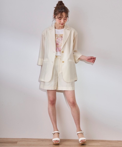 31 Sons de mode（トランテアン　ソン　ドゥ　モード）の「シアージャケット（テーラードジャケット・レディース・オフホワイト/モカ・36/38）」の14枚目の写真