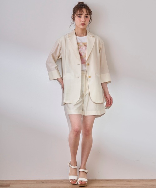 31 Sons de mode（トランテアン　ソン　ドゥ　モード）の「シアージャケット（テーラードジャケット・レディース・オフホワイト/モカ・36/38）」の15枚目の写真