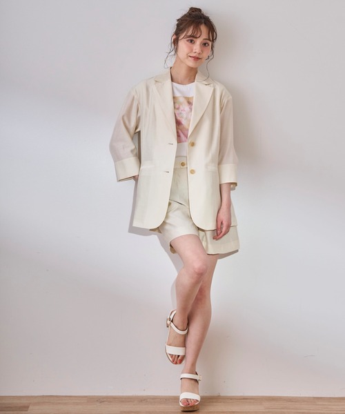 31 Sons de mode（トランテアン　ソン　ドゥ　モード）の「シアージャケット（テーラードジャケット・レディース・オフホワイト/モカ・36/38）」の16枚目の写真
