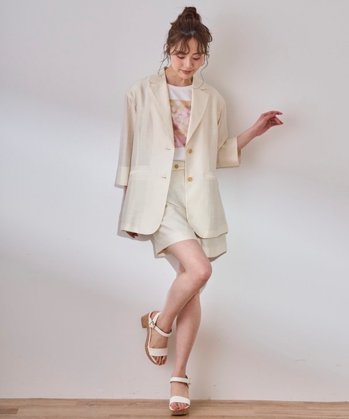 31 Sons de mode（トランテアン　ソン　ドゥ　モード）の「シアージャケット（テーラードジャケット・レディース・オフホワイト/モカ・36/38）」の17枚目の写真