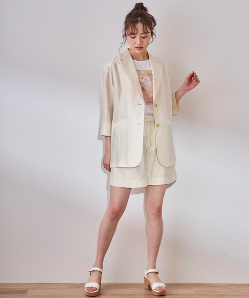 31 Sons de mode（トランテアン　ソン　ドゥ　モード）の「シアージャケット（テーラードジャケット・レディース・オフホワイト/モカ・36/38）」の20枚目の写真