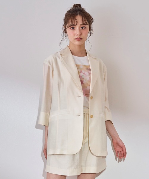 31 Sons de mode（トランテアン　ソン　ドゥ　モード）の「シアージャケット（テーラードジャケット・レディース・オフホワイト/モカ・36/38）」の5枚目の写真