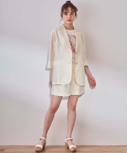 31 Sons de mode（トランテアン　ソン　ドゥ　モード）の「シアージャケット（テーラードジャケット・レディース・オフホワイト/モカ・36/38）」の21枚目の写真