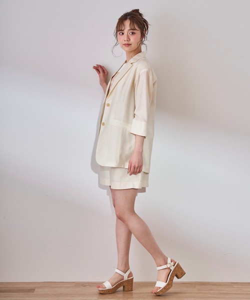 31 Sons de mode（トランテアン　ソン　ドゥ　モード）の「シアージャケット（テーラードジャケット・レディース・オフホワイト/モカ・36/38）」の22枚目の写真