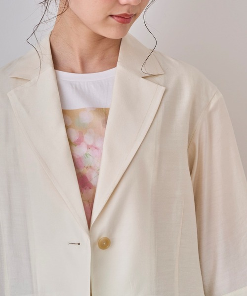 31 Sons de mode（トランテアン　ソン　ドゥ　モード）の「シアージャケット（テーラードジャケット・レディース・オフホワイト/モカ・36/38）」の8枚目の写真