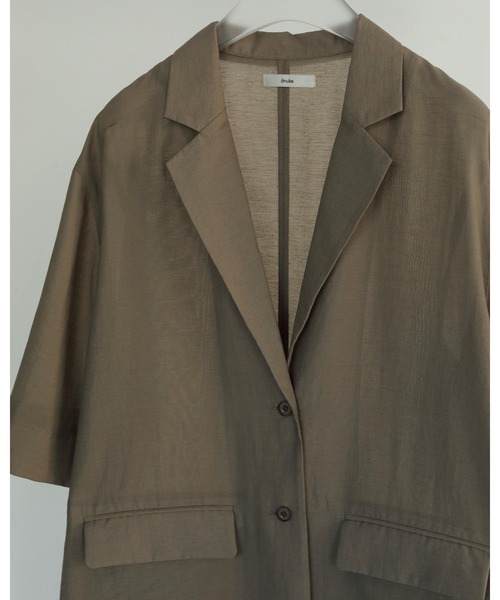 ànuke 25SS Half Sleeve Jacket ブラウン セール】Half Sleeve Jacket（ノーカラージャケット）｜anuke