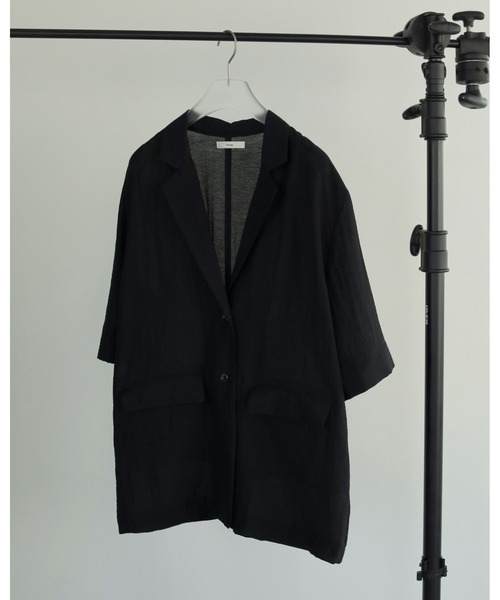 ànuke 25SS Half Sleeve Jacket ブラウン セール】Half Sleeve Jacket（ノーカラージャケット）｜anuke