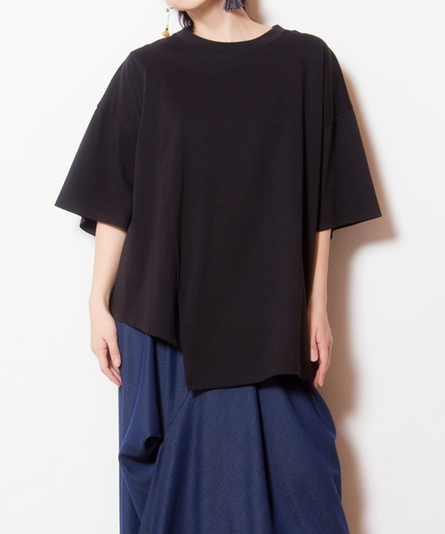 「OSMOSIS」 スウェットカットソー ONE SIZE ブラック レディース セール】アシンメトリーTシャツ（Tシャツ/カットソー）｜OSMOSIS